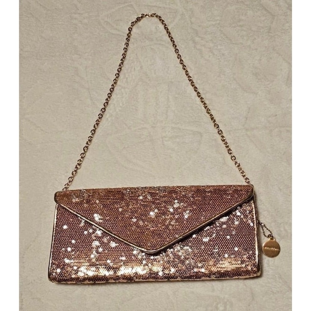Big Buddha Rose Gold / Silver Sequins Purse with Gold Chain
